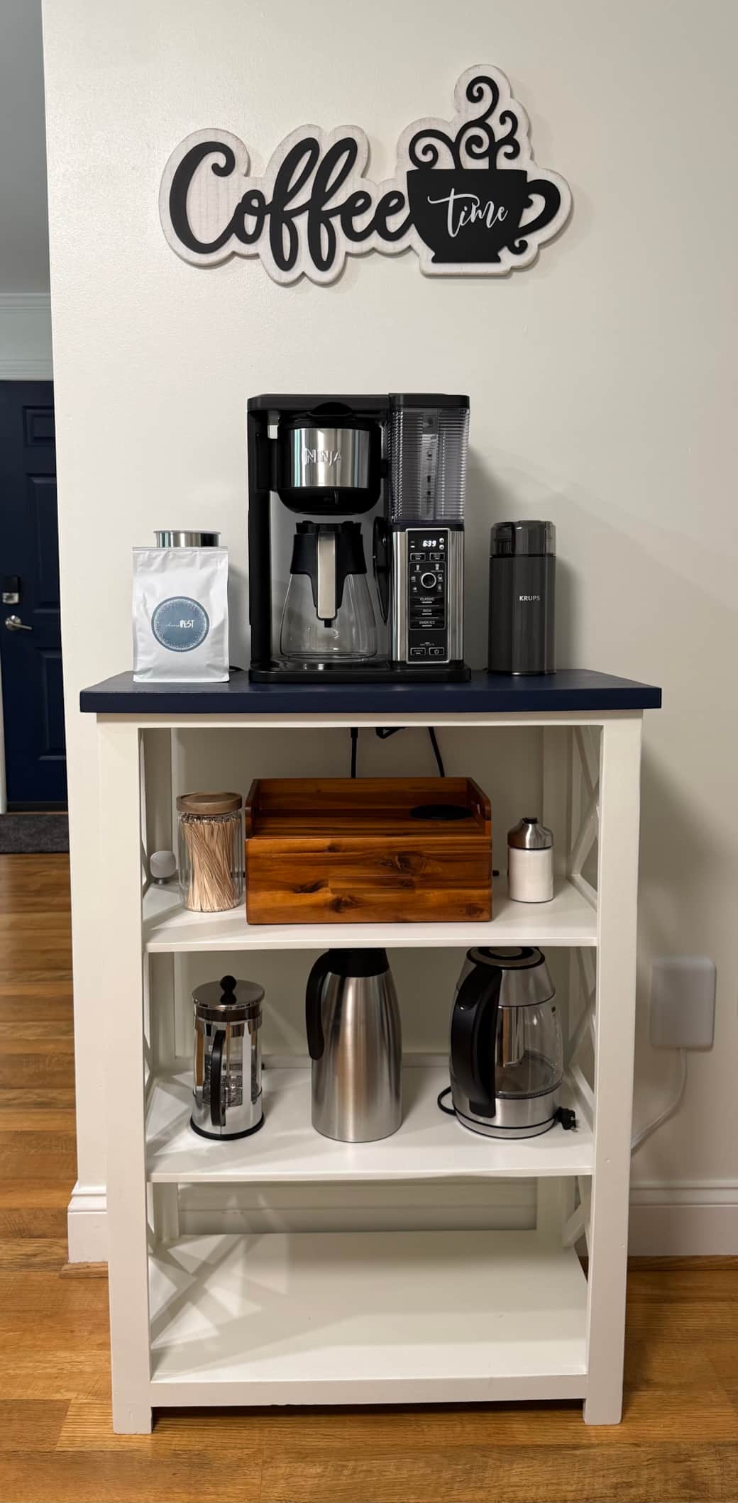Coffee station... because coffee really is better at the lake