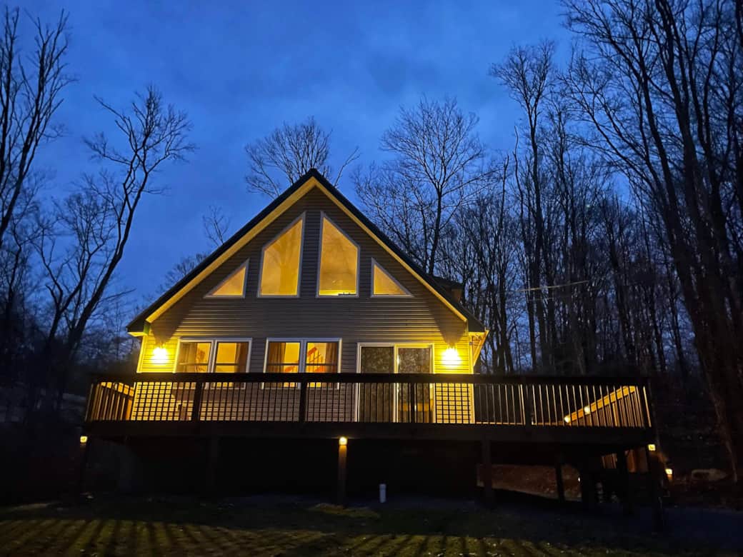 Three Pines Chalet at Dusk