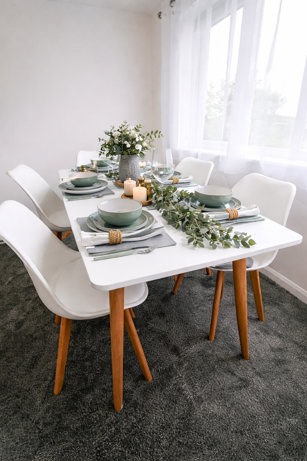 Elegant dining with greenery accents