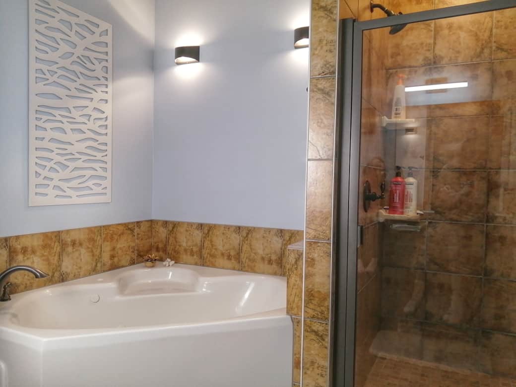 Jetted tub and separate shower