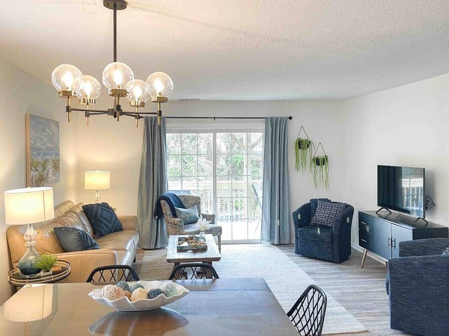 Main floor dining area and living room.