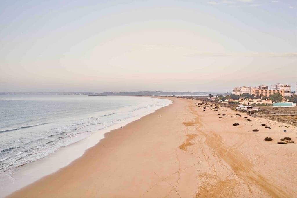 Golden sand Alvor Beach - looking to the western side