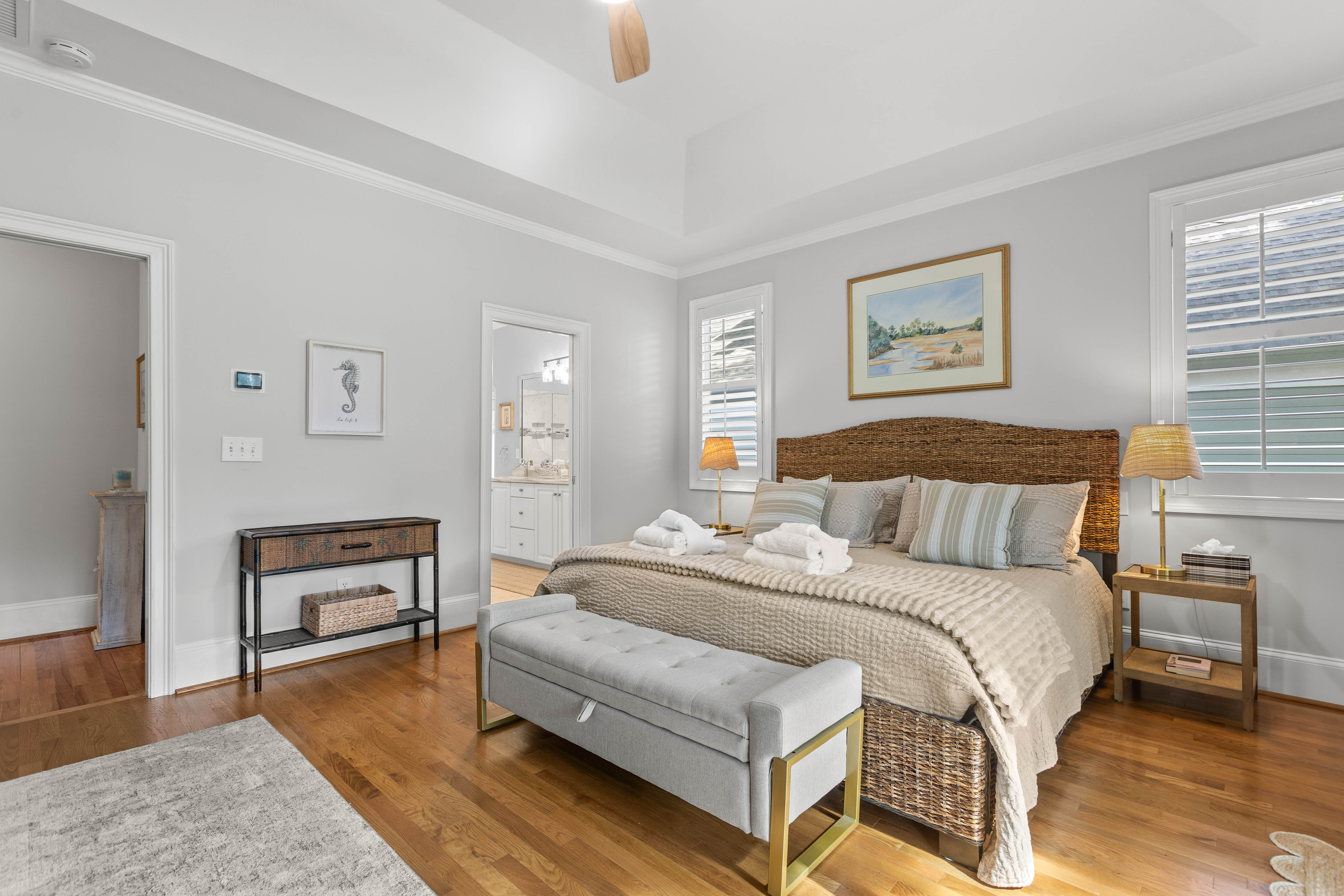 King bed, the only bedroom on the main floor