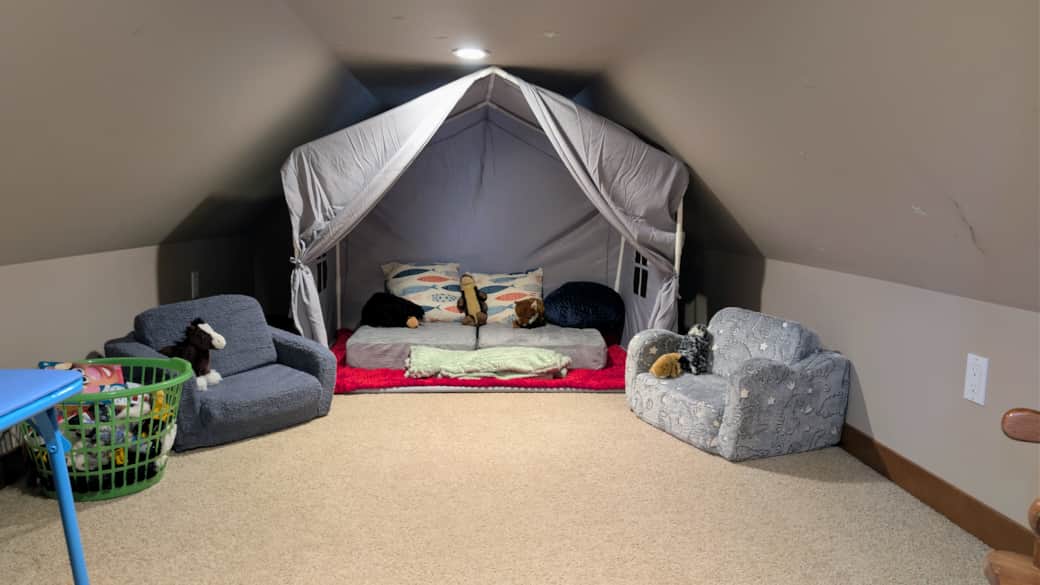 Kids will love the secret playroom!