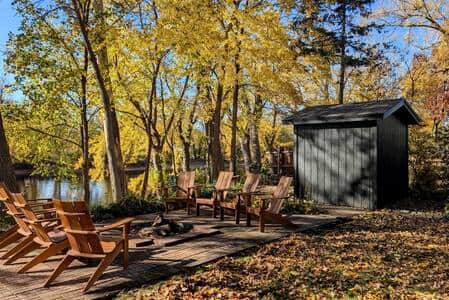 Enjoy a fire by the river.


(Outdoor furniture available May through October.)
