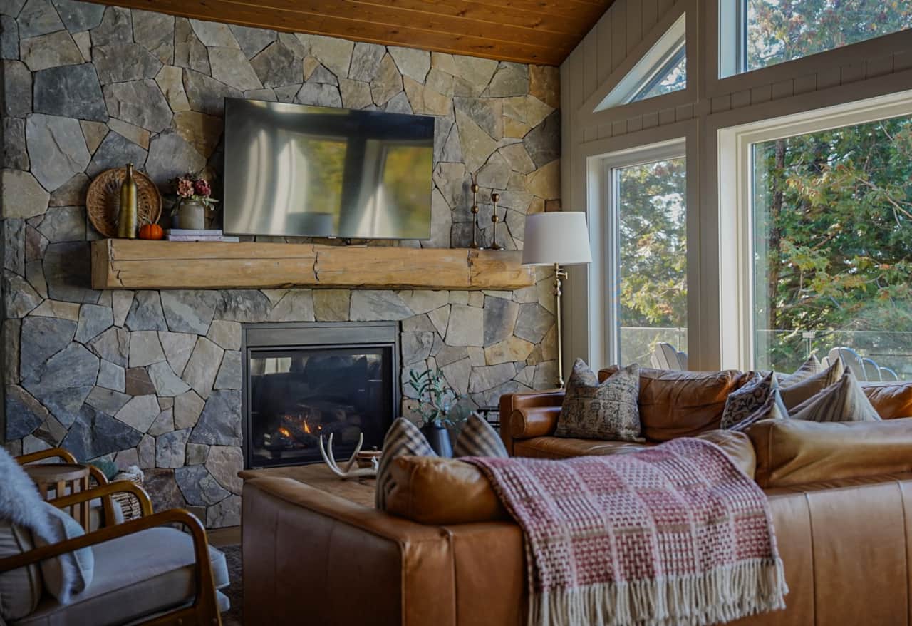 Cozy living room with gas fireplace