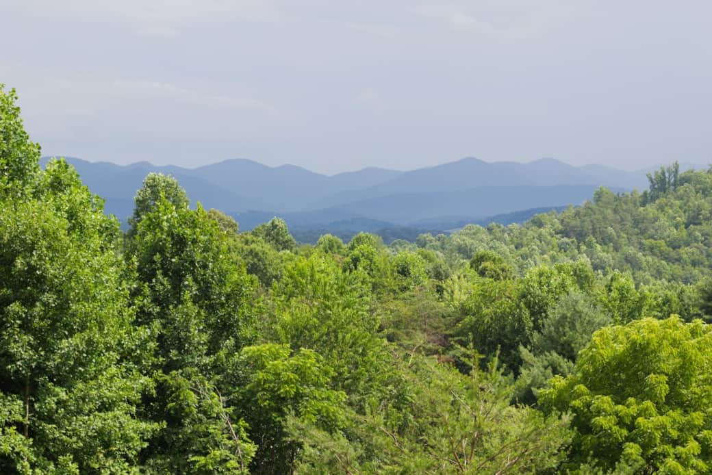 A stacked mountain view greats you at the door. 