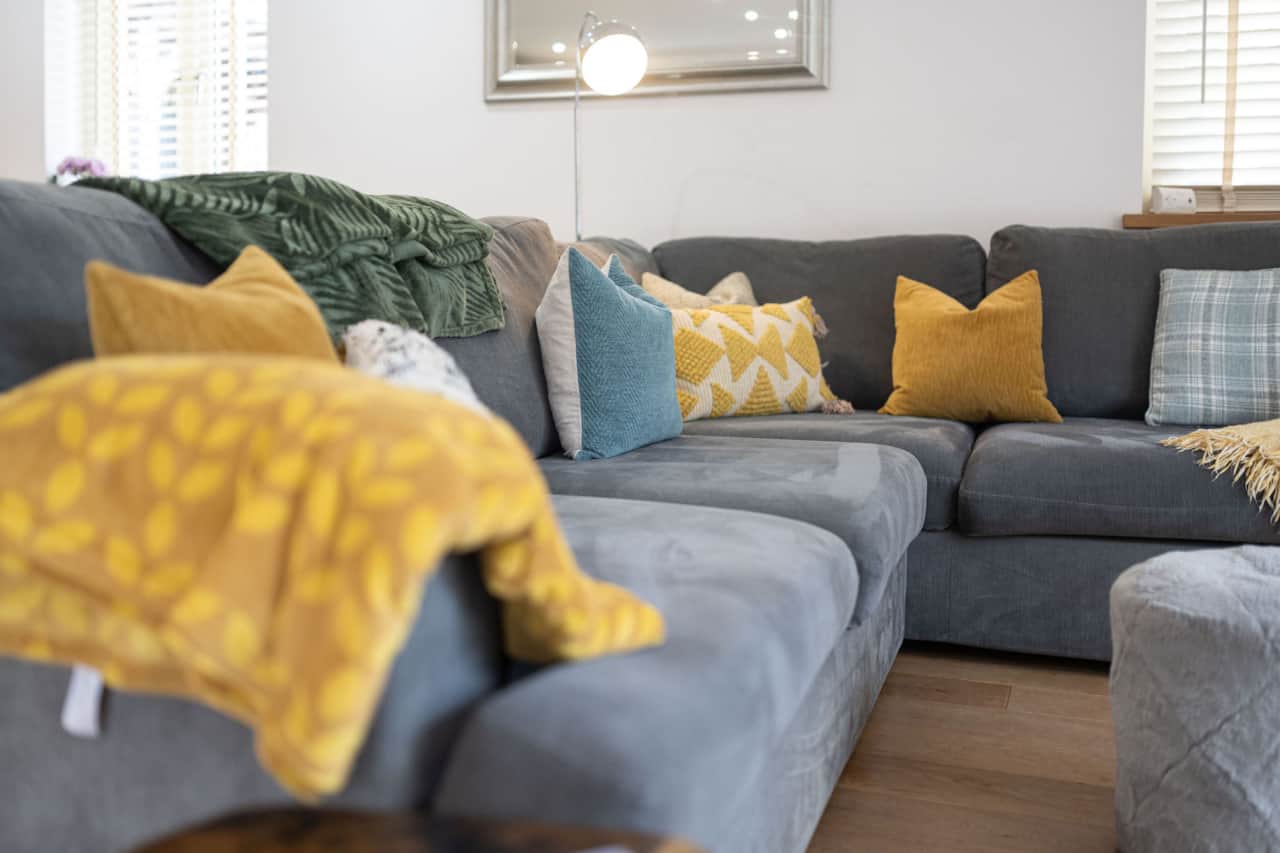 Plush sofa cushions for extra comfort in our lounge