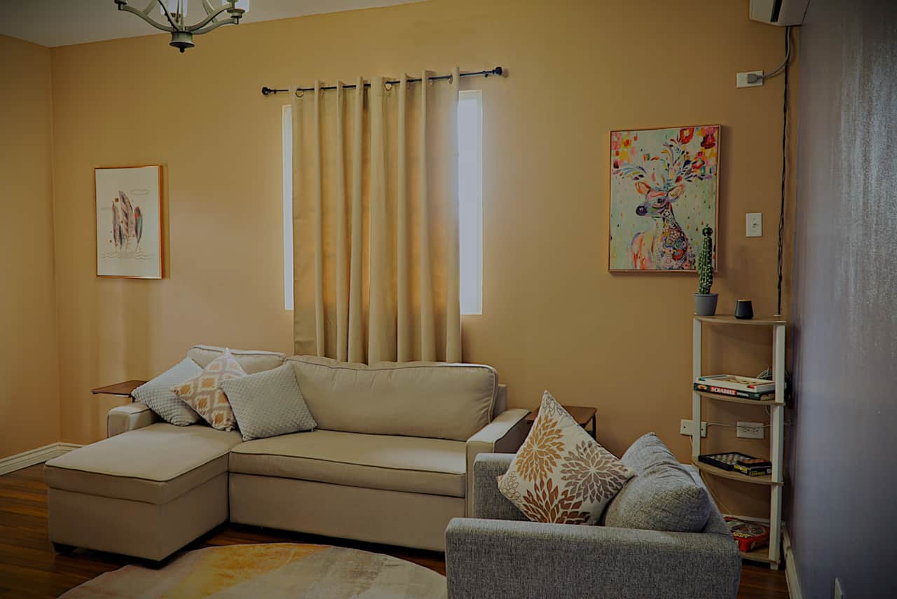 Cozy Living Room with Sectional, Accent Chair and Television