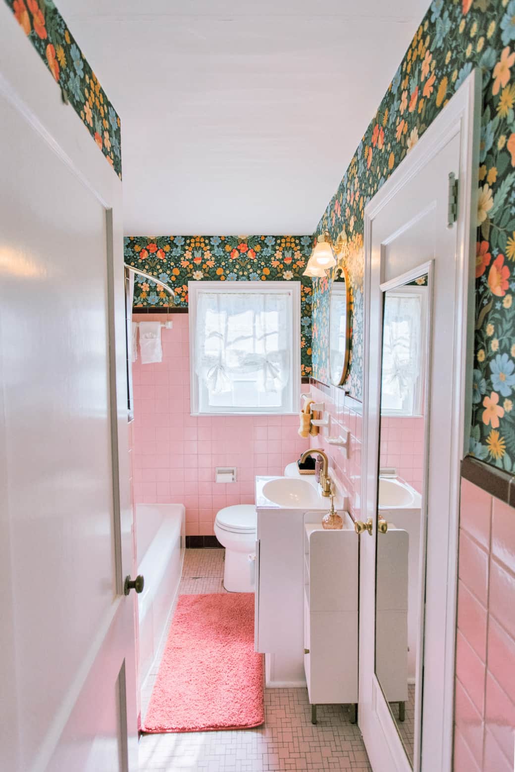 Original 1950s Pink Tile in First Floor Full Bathroom