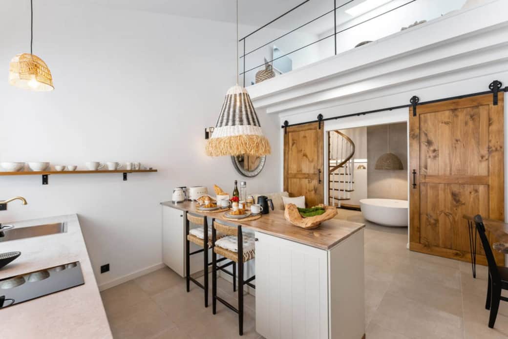Open space kitchen - living area. 