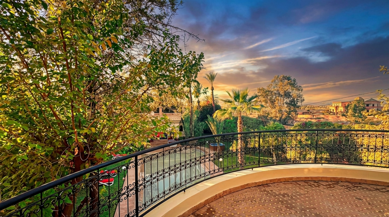 Balcony with Lush Garden View
