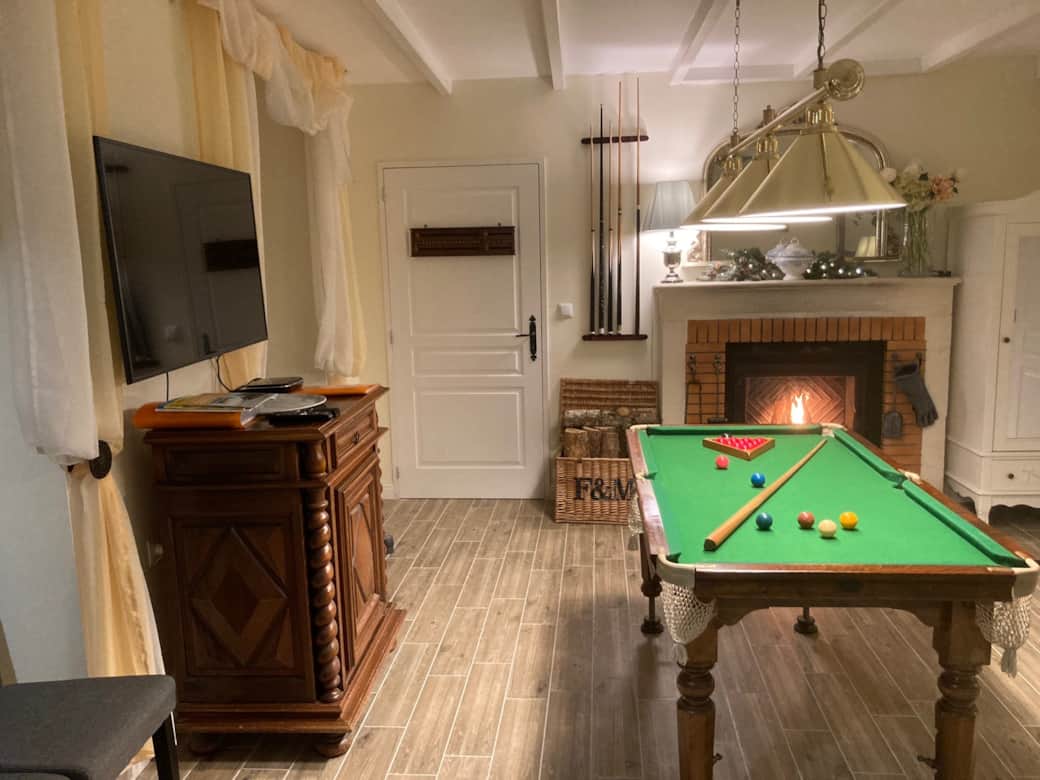 Snooker by firelight and family games.