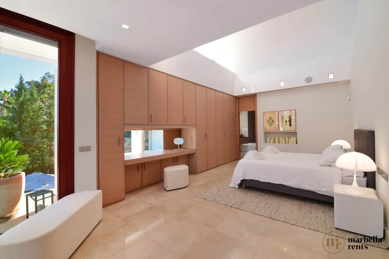 Spacious bedroom with a view.