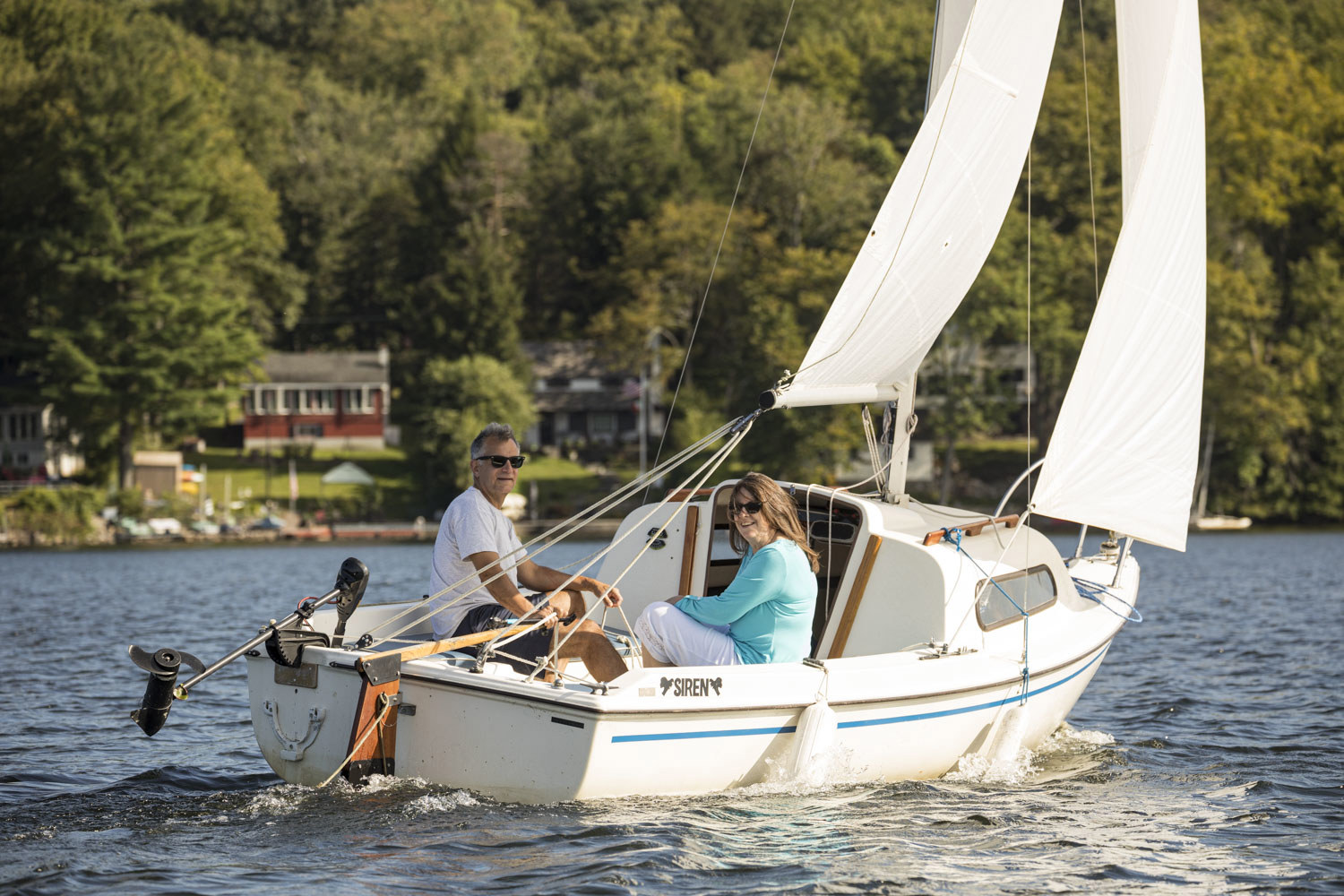Michele & Peter Aguila sailing Swartswood Lake