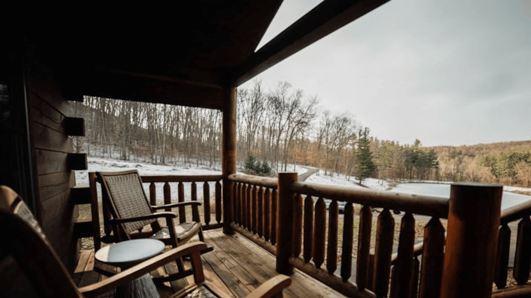 Private Deck at Honu Retreat Cabin overlooking the woods Private Deck at Honu Retreat Cabin overlooking the woods