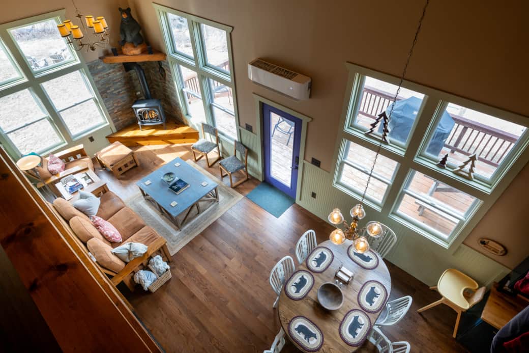 A view from the perch down onto the living area.