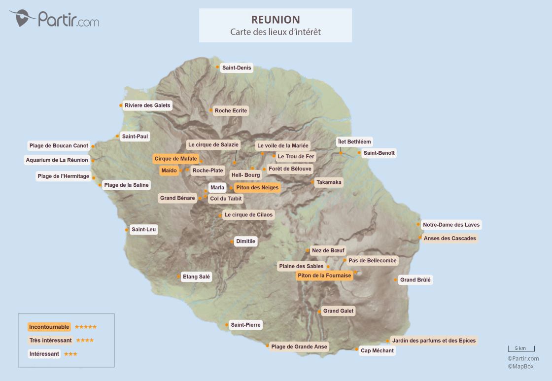 carte des lieux intérêts de l'ïle