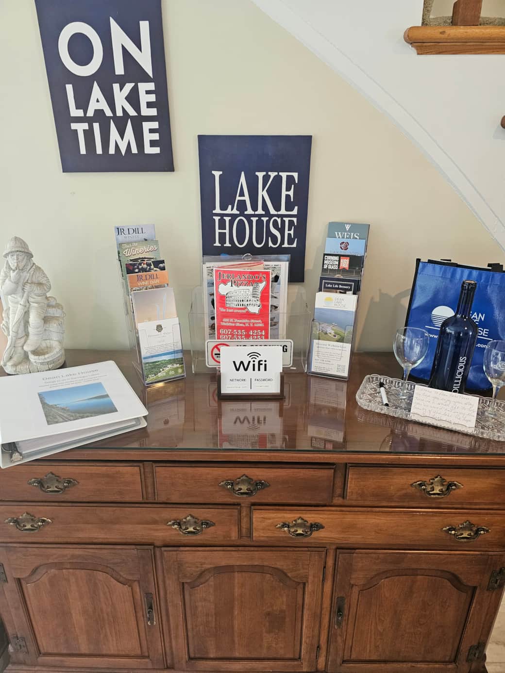 Our Welcome Desk includes a '100 Things To Do In The Finger Lakes' pamphlet