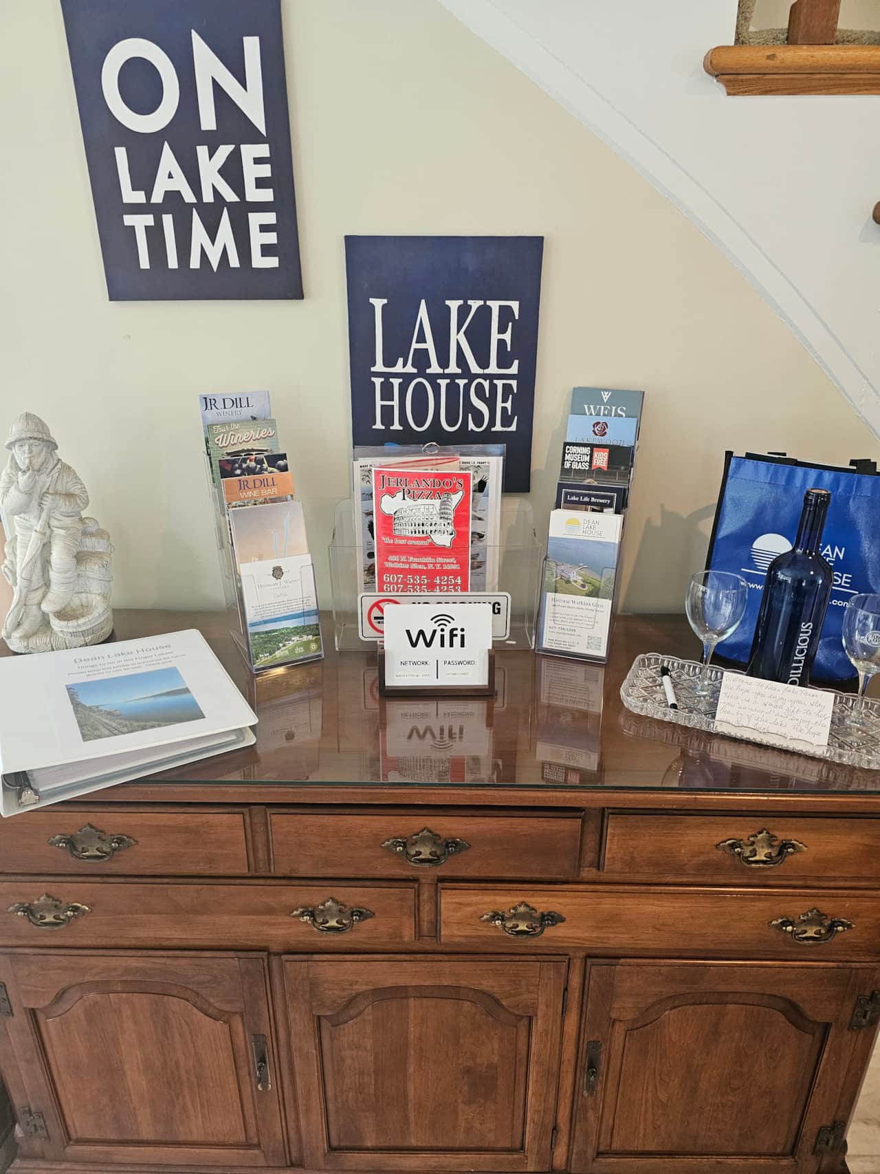 Our Welcome Desk includes a '100 Things To Do In The Finger Lakes' pamphlet