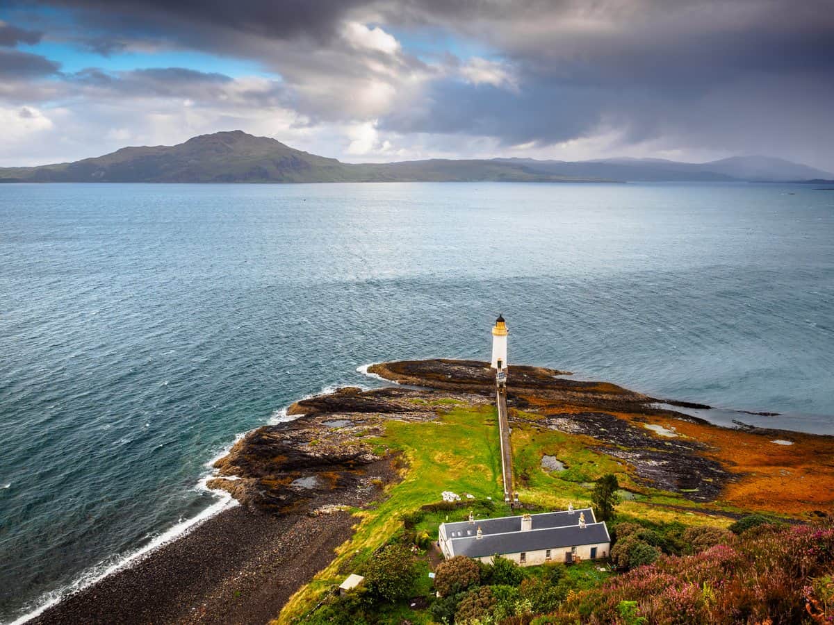 Rubha nan Gall lighthouse near Tobermory, overlooking the Sound of Mull