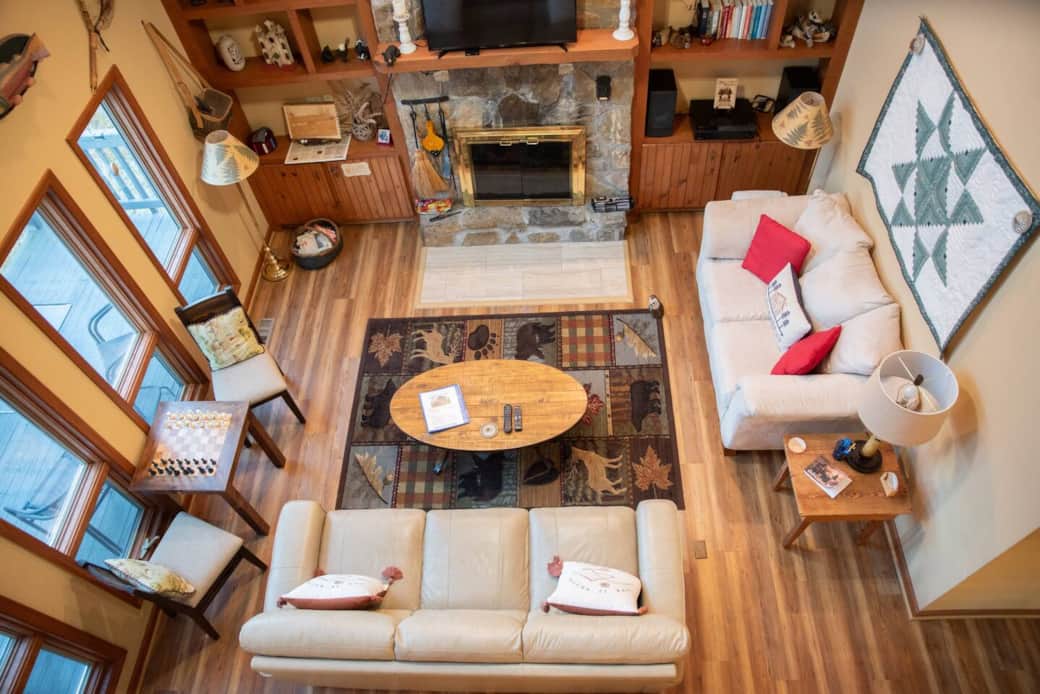 Wood burning fireplace and cozy living room Wood burning fireplace and cozy living room