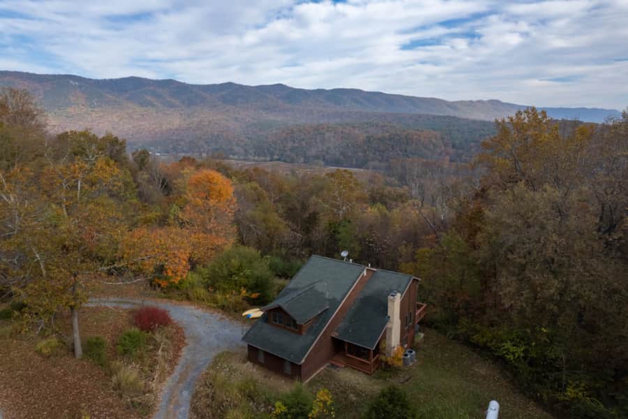 Aerial view toward Massanutten Mountain