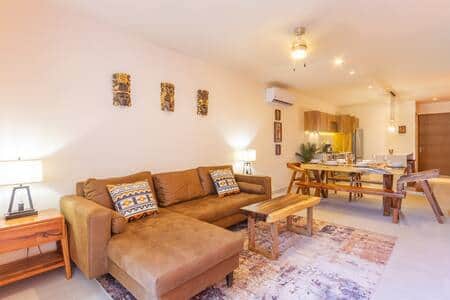 Welcome to comfort: AC keeps you cool in our living room oasis.