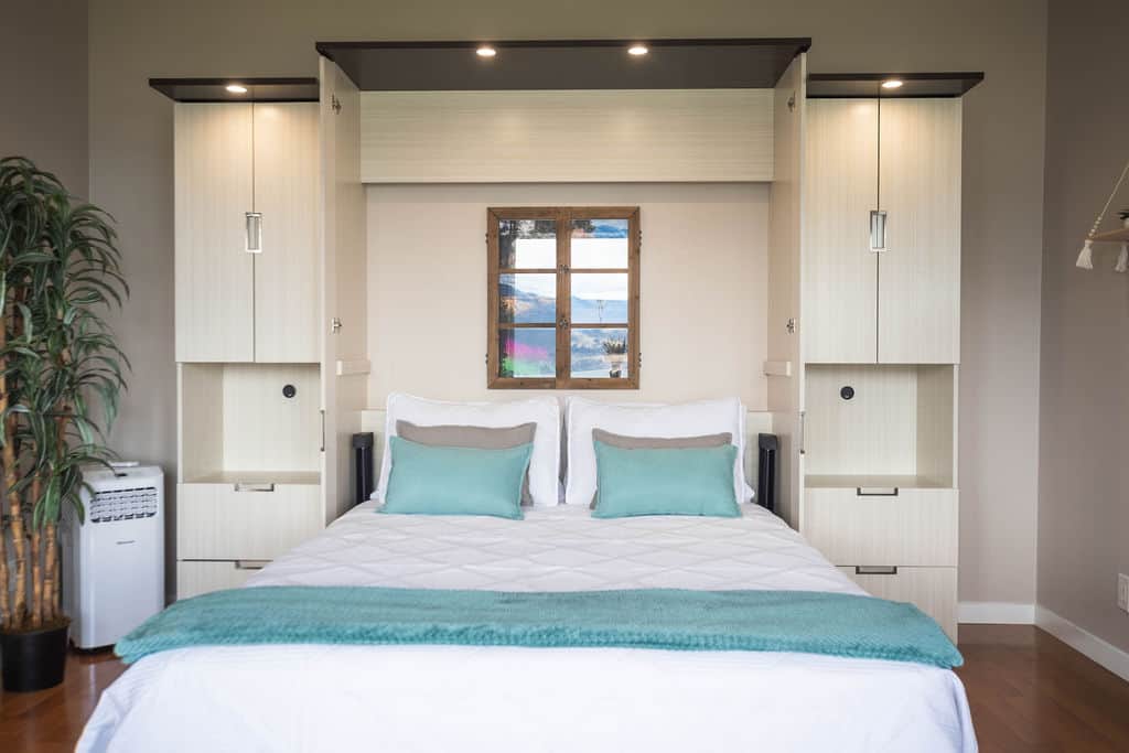 Private Second Bedroom with Queen Murphy Bed and Built-in Storage