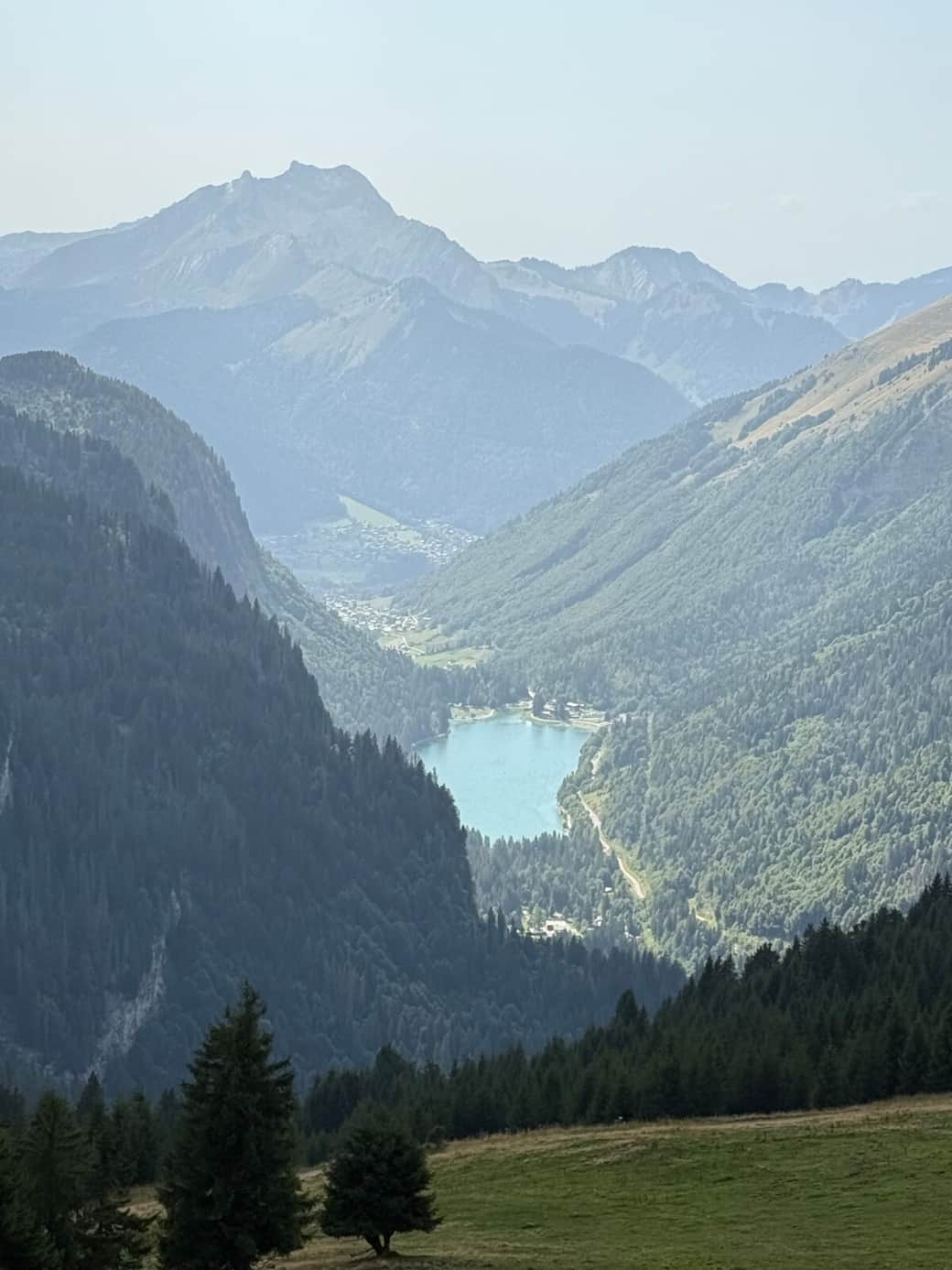 View of Lac de Montriond from the top of TSD Chaux Fleurie