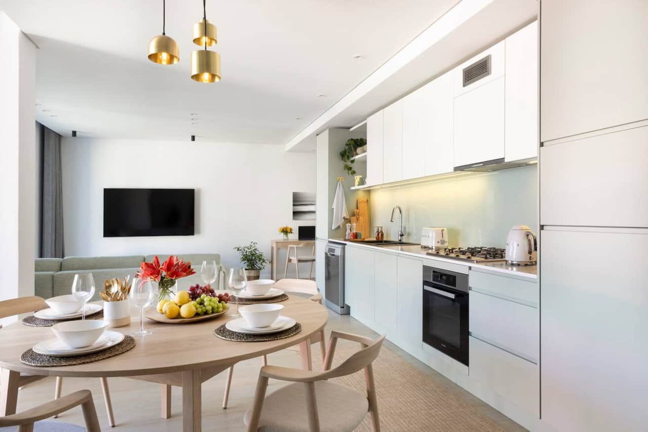 Fully equipped kitchen with stocked coffee station