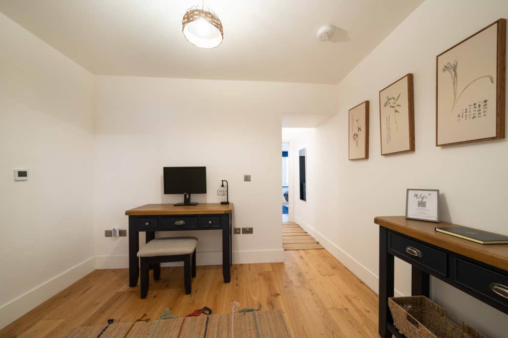 Hallway with dedicated workspace