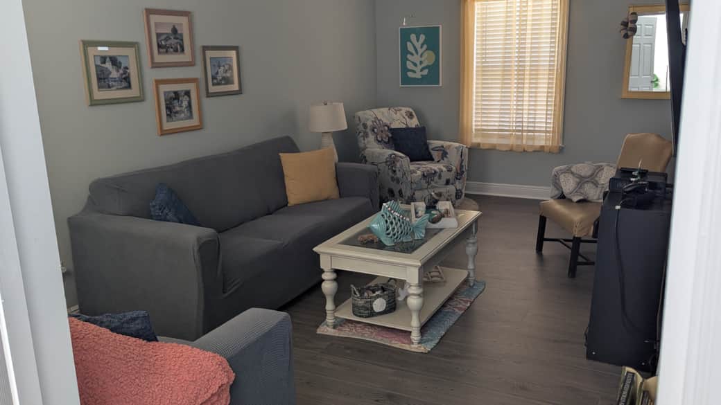 Living room with queen sleeper sofa