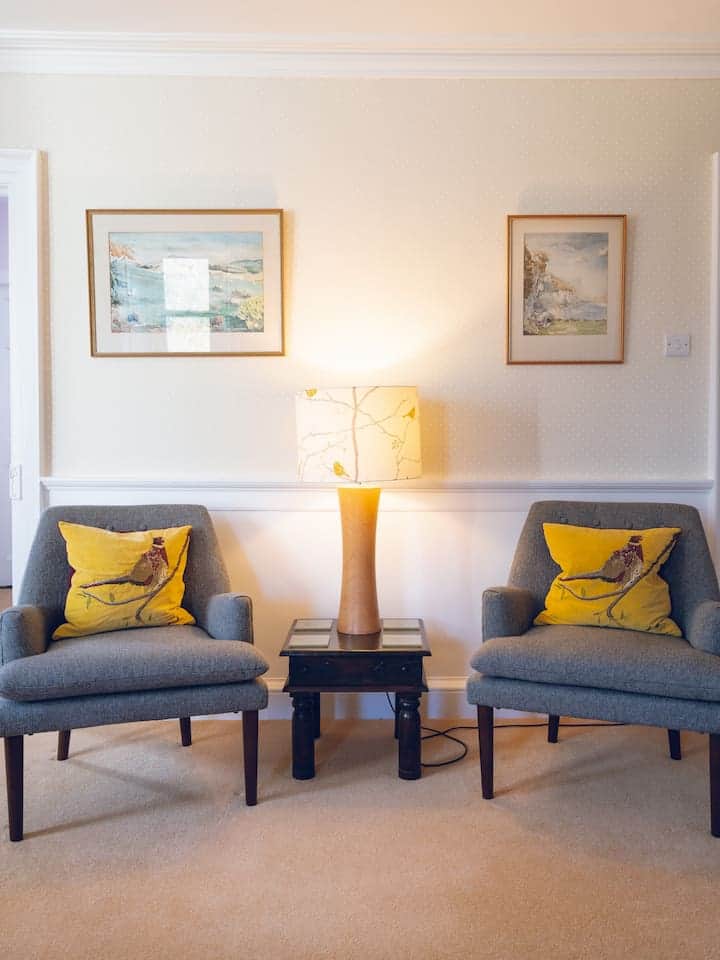 Reading chairs and lamp in the Apartment living room