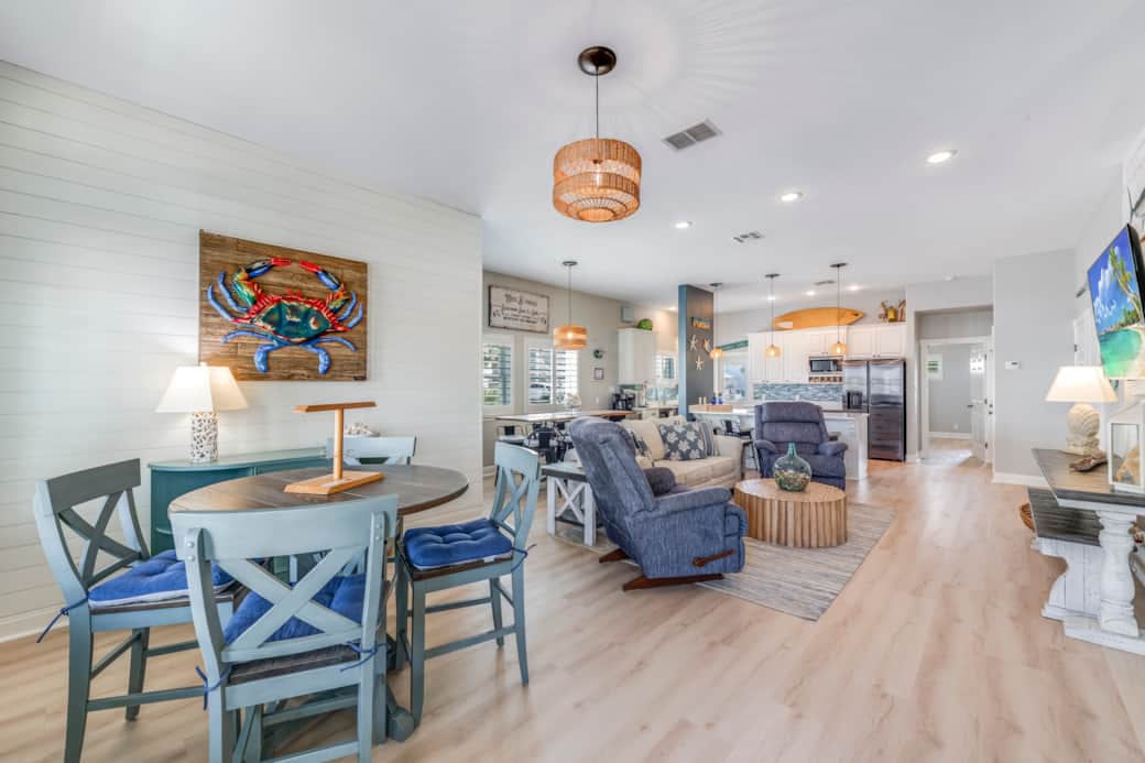 Downstairs living and kitchen area