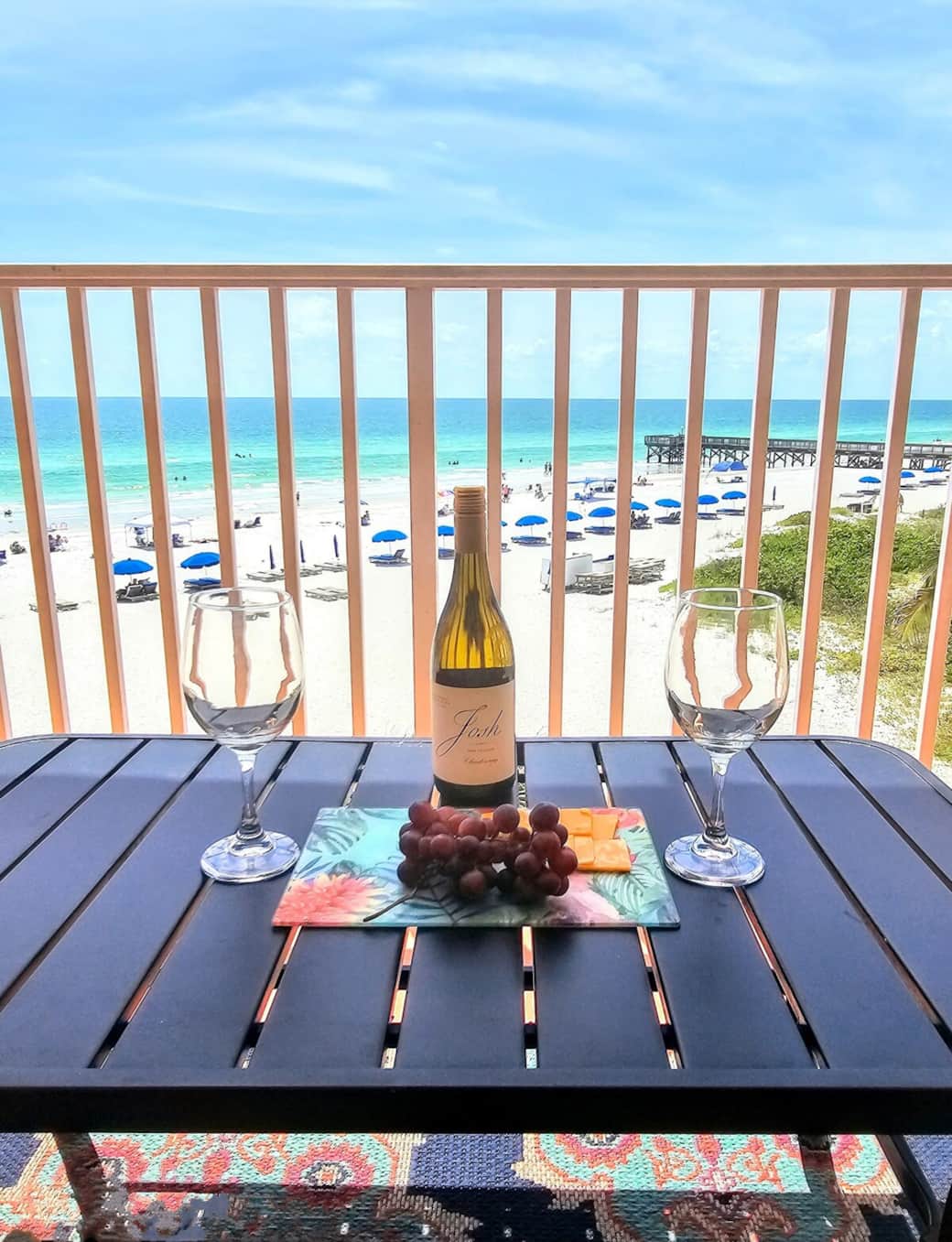 Our balcony is an amazing spot to people watch and relax. Or buy a nice bottle to enjoy the best sunsets ever!