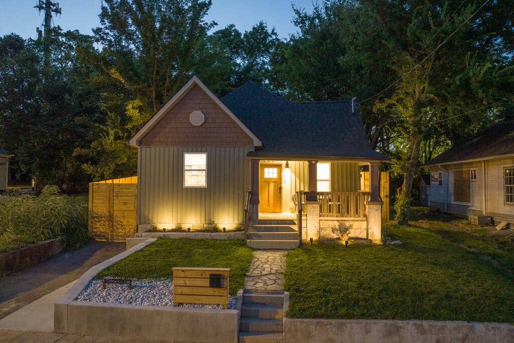 Home exterior with landscape lighting Home exterior with landscape lighting