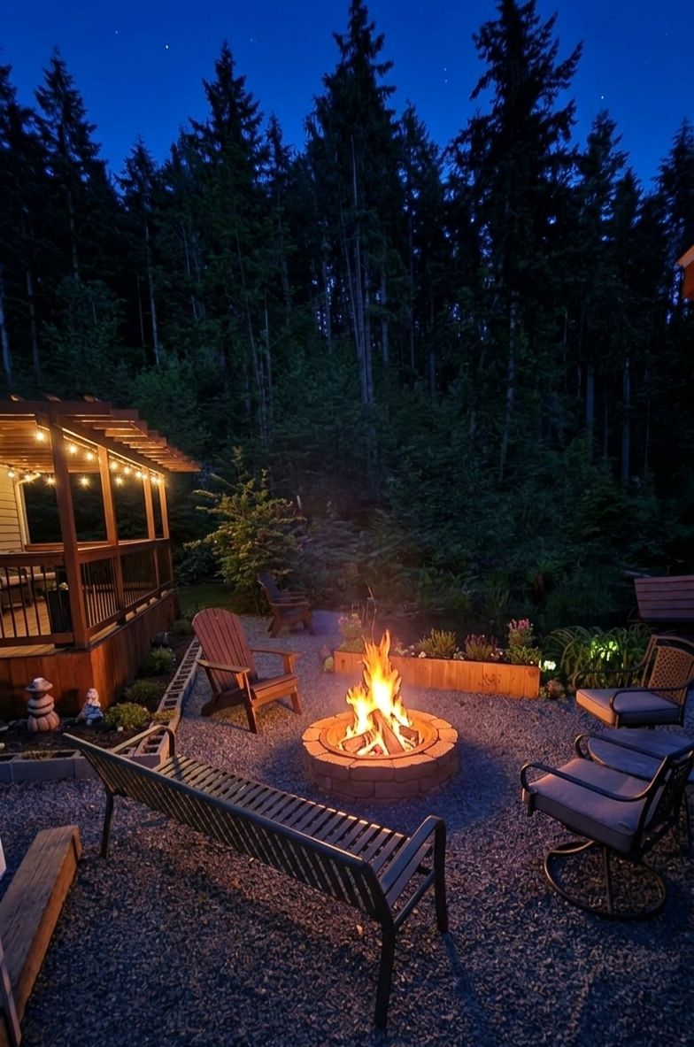 Enjoy the outdoor fire pit with free firewood @ The Nook of Monte Cristo Granite Falls Washington