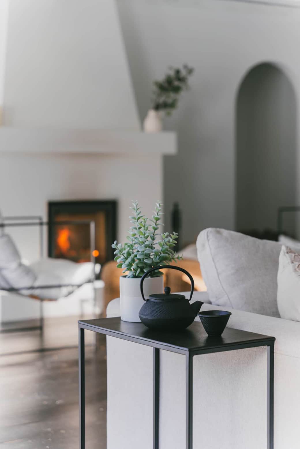 Spacious living area for large groups, tv room and wood fireplace.