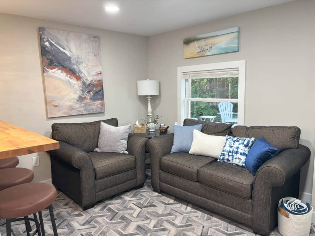 Relax after a busy day exploring Erie in this cozy living room. Watch your favorite streaming shows and movies on the smart TV. Relax after a busy day exploring Erie in this cozy living room. Watch your favorite streaming shows and movies on the smart TV.