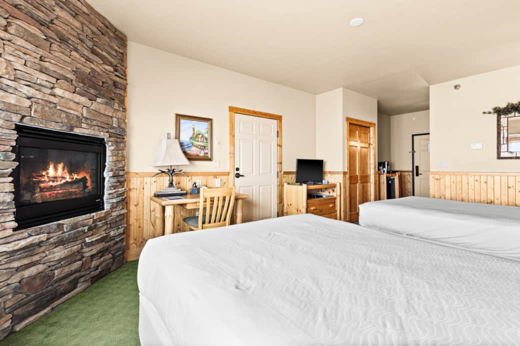 stone fireplace