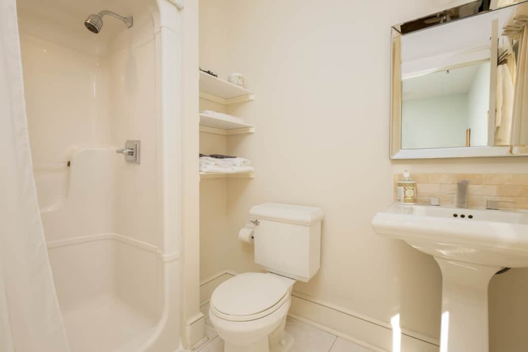 Bathroom with walk-in shower Bathroom with walk-in shower