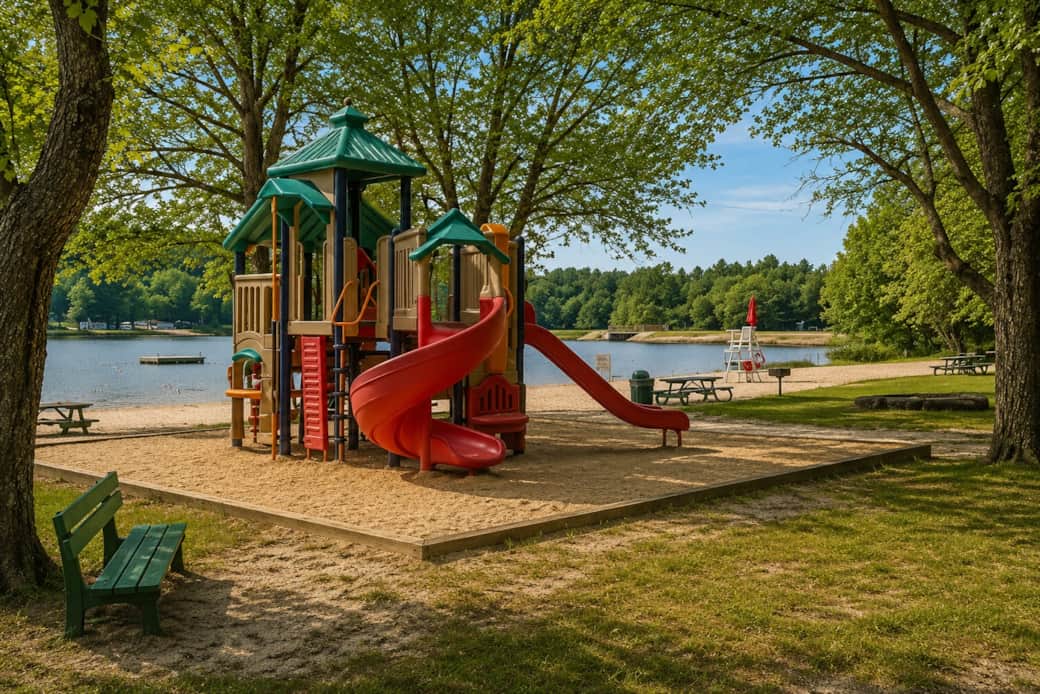 Community playground near the lake.