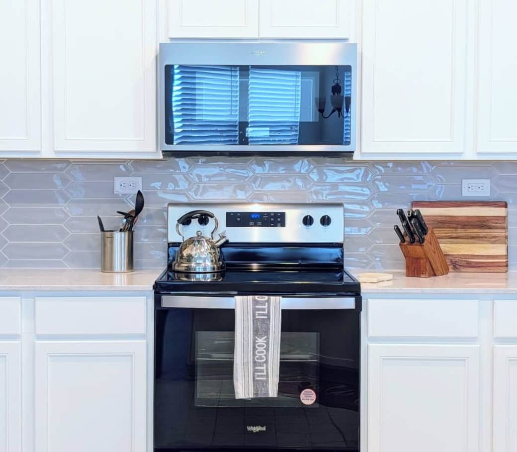 Convention oven microwave combo and ceramic cook top oven with air fryer.