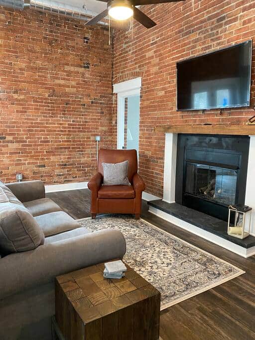Living Room with Sleeper Sofa and Fireplace 