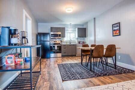 A stocked kitchen to cook at home before or after your day outside.