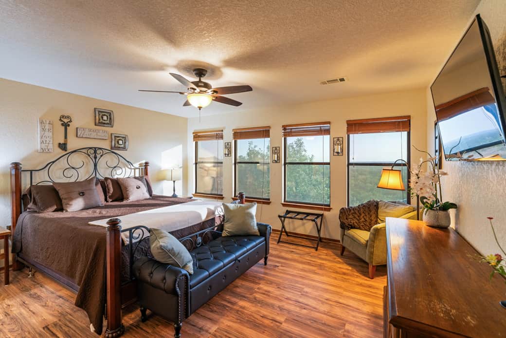 Primary Bedroom Upstairs Includes a King Bed Primary Bedroom Upstairs Includes a King Bed