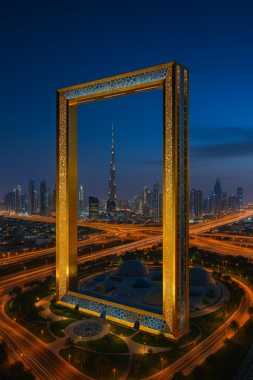 Dubai Frame at sunset
