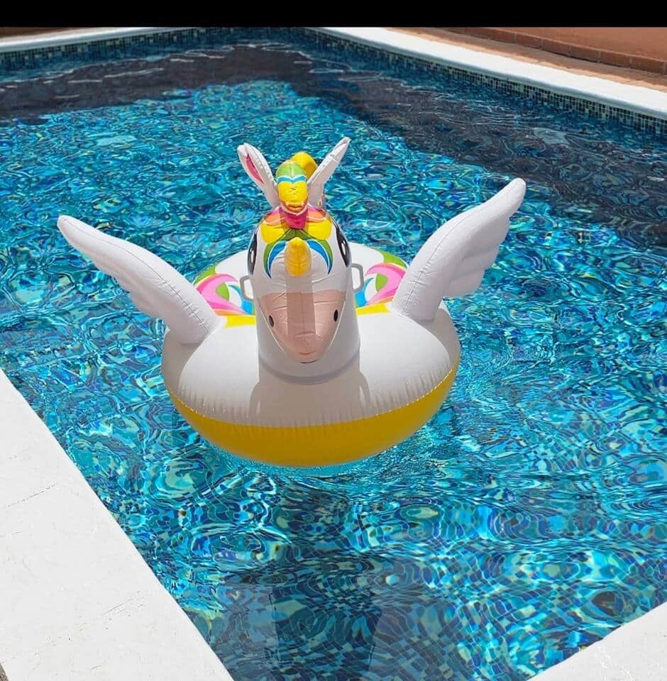 Taking  dip in the pool. 