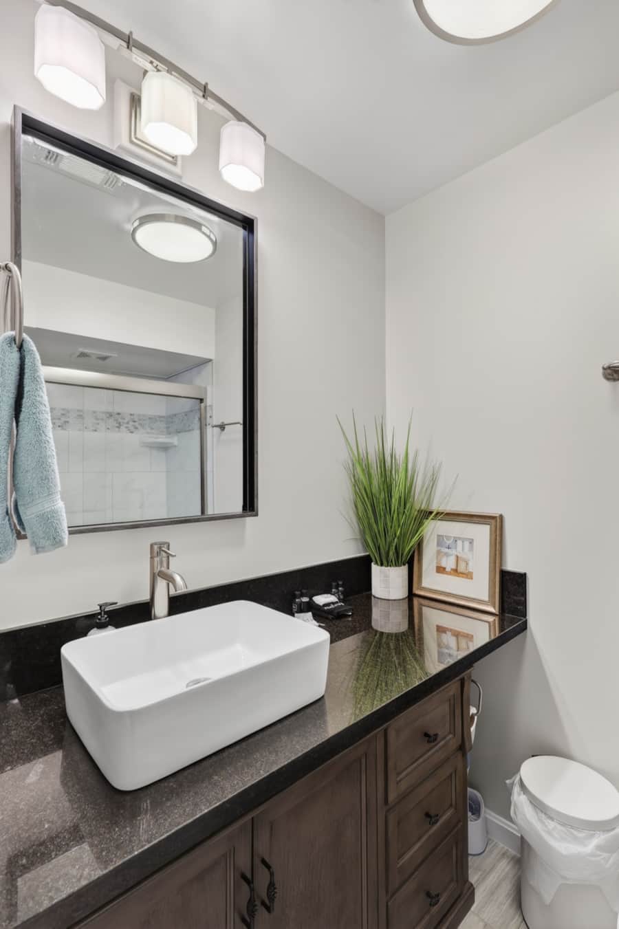 Bathroom with vessel sink